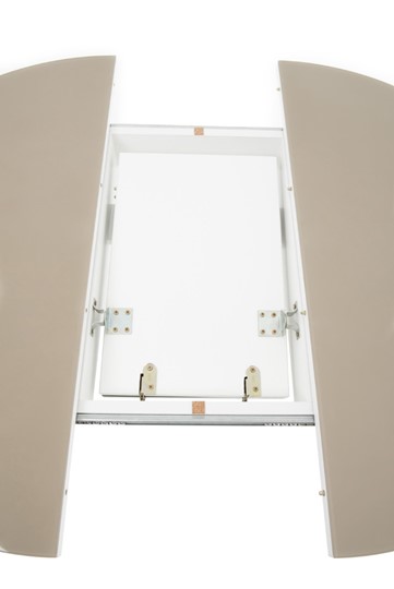 Стол раздвижной Ривьера исп. круг хром №5 (стекло белое/черный) в Сарапуле - изображение 3