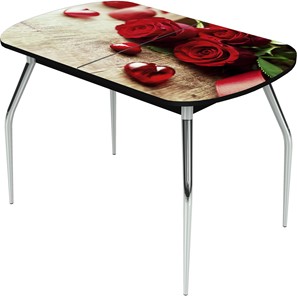Кухонный раскладной стол Ривьера исп.1 ноги метал. крашеные №24 Фотопечать (Цветы №33) в Сарапуле