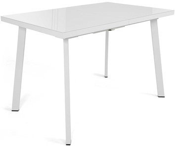 Маленький кухонный стол Сальвадор-1G (ноги белые, стекло cristal/белый цемент) в Глазове