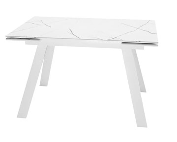 Стол раздвижной SKL 140, керамика белый мрамор/подстолье белое/ножки белые в Сарапуле