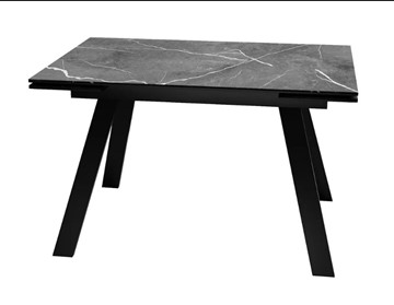 Стол раздвижной SKL 140, керамика черный мрамор/подстолье черное/ножки черные в Сарапуле