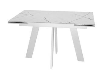 Стол раздвижной SKM 120, керамика белый мрамор/подстолье белое/ножки белые в Сарапуле