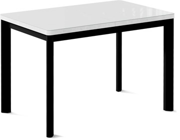 Кухонный стол раскладной Токио-1G (ноги металлические черные, cтекло cristal/белый цемент) в Глазове