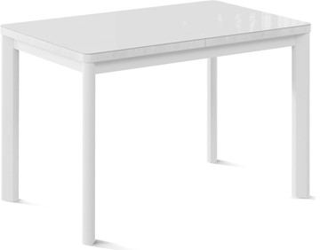Раздвижной стол Токио-2G (ноги металлические белые, cтекло cristal/белый цемент) в Глазове