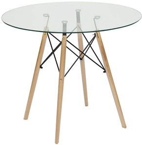 Стол на кухню CINDY GLASS (mod.80GLASS) металл/стекло, D80х75см, прозрачный арт.13068 в Сарапуле