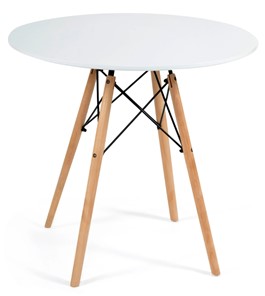Кухонный стол CINDY NEXT, металл/мдф/бук, D70х75см, белый/натуральный арт.15854 в Сарапуле