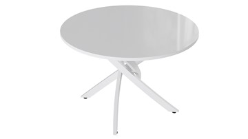 Обеденный круглый стол Diamond тип 2 (Белый муар/Белый глянец) в Сарапуле