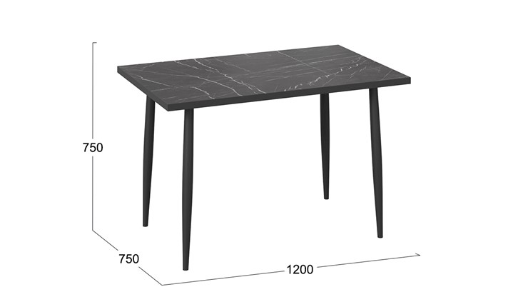 Кухонный обеденный стол Невада ДП1-02-08 (Черный мрамор/Черный матовый) в Глазове - изображение 3