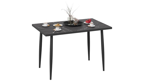 Кухонный обеденный стол Невада ДП1-02-08 (Черный мрамор/Черный матовый) в Сарапуле - изображение