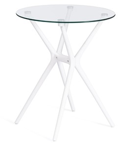 Кухонный стол PARNAVAZ (mod. 29) пластик/стекло, 60х60х70,5 прозрачный/белый арт.19697 в Сарапуле