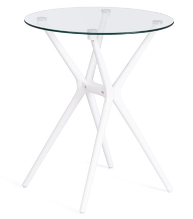 Кухонный стол PARNAVAZ (mod. 29) пластик/стекло, 60х60х70,5 прозрачный/белый арт.19697 в Сарапуле - изображение