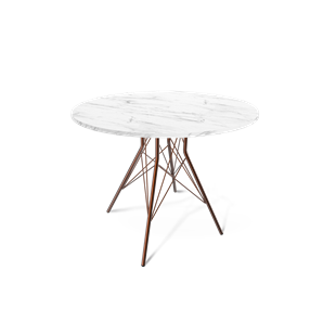 Кухонный круглый стол SHT-TU2-1 / SHT-TT 90 ЛДСП (мрамор кристалл/медный металлик) в Сарапуле