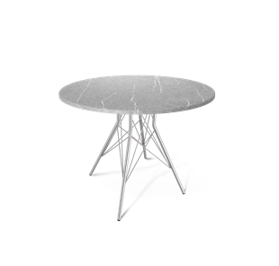 Круглый стол на кухню SHT-TU2-1 / SHT-TT 90 МДФ (серый мрамор/хром лак) в Глазове