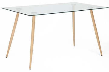 Стеклянный кухонный стол SOPHIA (mod. 5003) металл/стекло (8мм), 140x80x75, бук/прозрачный арт.12098 в Сарапуле