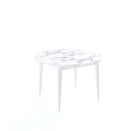 Кухонный стол раздвижной Kenner W1200 (Белый/Мрамор белый) в Сарапуле - изображение