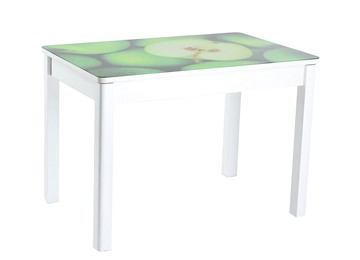 Кухонный раздвижной стол Айсберг-02 СТФ, белое лдсп/зеленые яблоки/40 прямые массив белые в Сарапуле