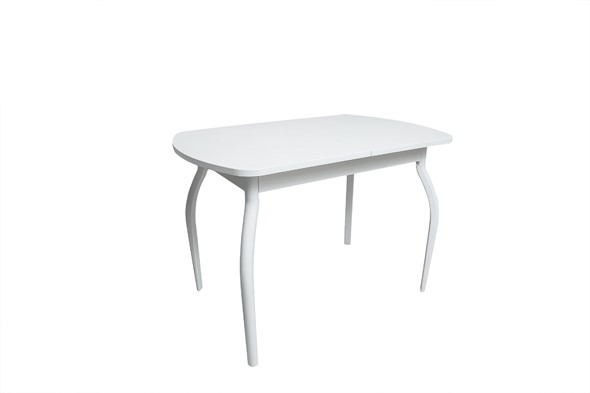 Кухонный стол раскладной ПГ-01СТ белое/белое/крашенные фигурные в Сарапуле - изображение