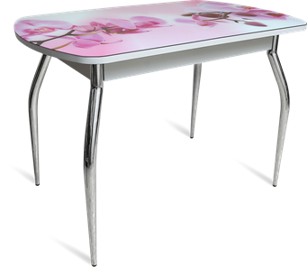 Стеклянный стол ПГ-04 СТФ белое/орхидея/хром фигурные в Сарапуле