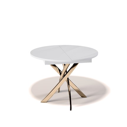 Кухонный раскладной стол Kenner R1100 (Золото/Белое/Стекло белое глянец) в Сарапуле - изображение