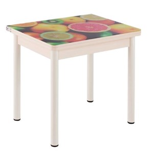 Кухонный пристенный стол СПА-01 СТФ, дуб молочный ЛДСП/стекло фрукты/36 прямые трубки крашеные белые в Сарапуле