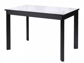 Обеденный раздвижной стол Dikline Ls110, стекло белое/ножки черные в Глазове