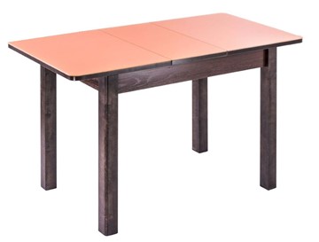 Кухонный стол раздвижной Айсберг-01 СТ1, венге ЛДСП/стекло оранжевое/42 прямые массив венге в Сарапуле