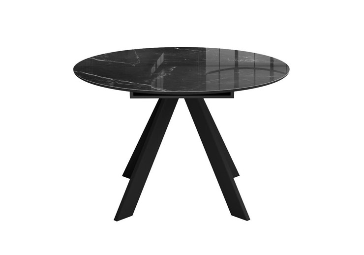 Стол обеденный раздвижной DikLine SFC110 d1100 стекло Оптивайт Черный мрамор/подстолье черное/опоры черные в Сарапуле - изображение 6