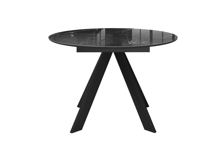 Стол обеденный раздвижной DikLine SFC110 d1100 стекло Оптивайт Черный мрамор/подстолье черное/опоры черные в Сарапуле - изображение 7