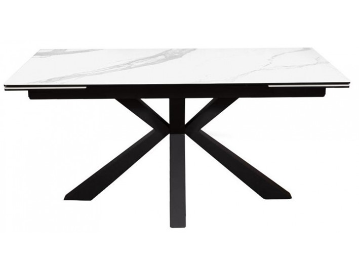 Стол обеденный раздвижной DikLine SFE140 Керамика Белый мрамор/подстолье черное/опоры черные (2 уп.) в Ижевске - изображение 1