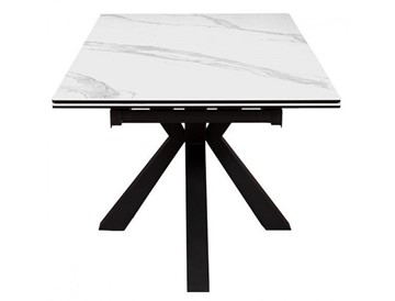 Стол обеденный раздвижной DikLine SFE140 Керамика Белый мрамор/подстолье черное/опоры черные (2 уп.) в Ижевске - предосмотр 2