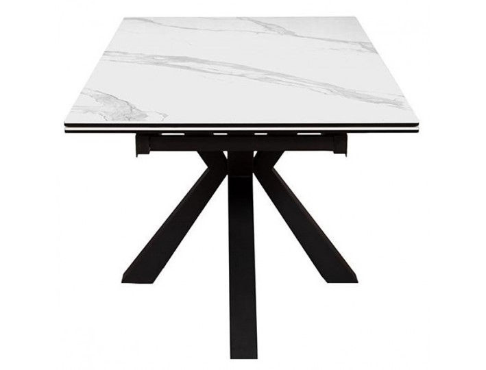 Стол обеденный раздвижной DikLine SFE140 Керамика Белый мрамор/подстолье черное/опоры черные (2 уп.) в Ижевске - изображение 2