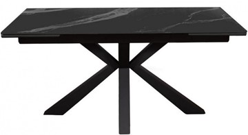 Стол раздвижной DikLine SFE140 Керамика Черный мрамор/подстолье черное/опоры черные (2 уп.) в Ижевске - предосмотр 1