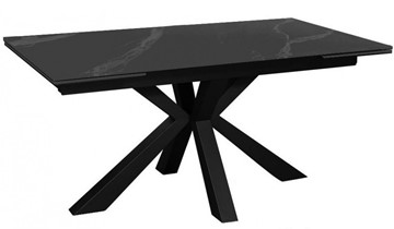 Керамический кухонный стол раздвижной DikLine SFE140 Керамика Черный мрамор/подстолье черное/опоры черные (2 уп.) в Сарапуле