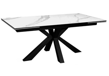 Стол обеденный раздвижной DikLine SFE160 Керамика Белый мрамор/подстолье черное/опоры черные (2 уп.) в Ижевске - предосмотр 1
