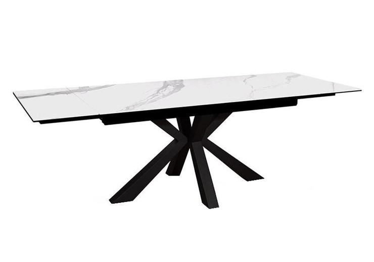 Стол обеденный раздвижной DikLine SFE160 Керамика Белый мрамор/подстолье черное/опоры черные (2 уп.) в Ижевске - изображение 2