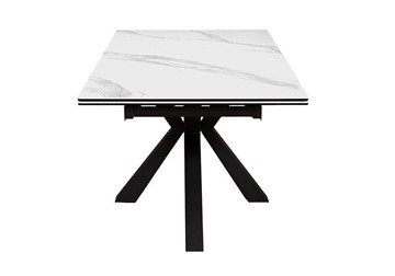 Стол обеденный раздвижной DikLine SFE160 Керамика Белый мрамор/подстолье черное/опоры черные (2 уп.) в Ижевске - предосмотр 3