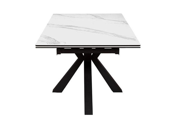 Стол обеденный раздвижной DikLine SFE160 Керамика Белый мрамор/подстолье черное/опоры черные (2 уп.) в Ижевске - изображение 3