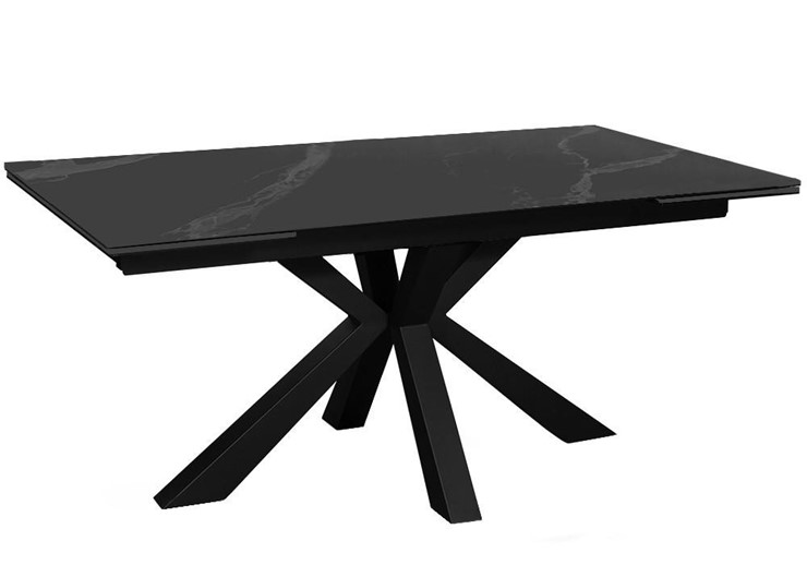 Стол раздвижной DikLine SFE160 Керамика Черный мрамор/подстолье черное/опоры черные (2 уп.) в Ижевске - изображение 1