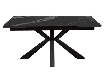Керамический обеденный стол раздвижной DikLine SFE160 Керамика Черный мрамор/подстолье черное/опоры черные (2 уп.) в Сарапуле