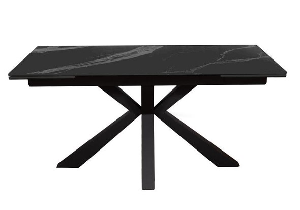 Стол раздвижной DikLine SFE160 Керамика Черный мрамор/подстолье черное/опоры черные (2 уп.) в Ижевске - изображение