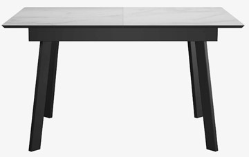 Стол на кухню раздвижной DikLine SFH125 стекло Оптивайт Белый мрамор/подстолье черное в Сарапуле - предосмотр 1