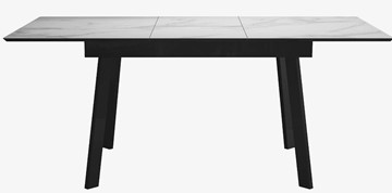 Стол на кухню раздвижной DikLine SFH125 стекло Оптивайт Белый мрамор/подстолье черное в Сарапуле - предосмотр 4