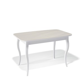 Обеденный раздвижной стол Kenner 1200C (Белый/Стекло крем глянец) в Ижевске