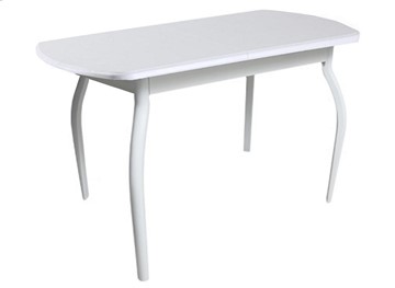 Обеденный стол ПГ-04 ЛДСП, белый ЛДСП/32 гнутые крашеные металл белый в Глазове
