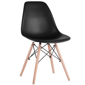 Комплект обеденных стульев 4 шт. BRABIX "Eames CF-010", пластик черный, опоры дерево/металл, 532631, 2033A в Глазове