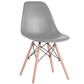 Комплект обеденных стульев 4 шт. BRABIX "Eames CF-010", пластик серый, опоры дерево/металл, 532632, 2033A в Сарапуле