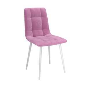 Обеденный стул Белла, велюр тенерифе розовый/Цвет металл белый в Глазове