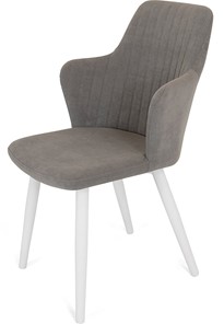 Обеденный стул Кубика Йорк, ноги белые круглые XXL (R38)/велюр T180 Светло-серый в Сарапуле