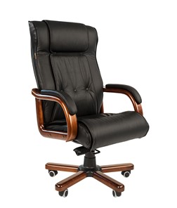 Кресло компьютерное CHAIRMAN 653 кожа черная в Ижевске