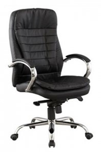 Офисное кресло ДамОфис J 9031-1 нат. кожа /хром, черный в Сарапуле